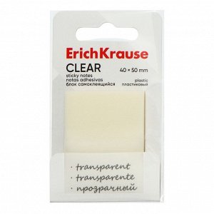 Блок с липким краем, пластиковый 40?50 мм, ErichKrause «Clear», 50 листов, прозрачный