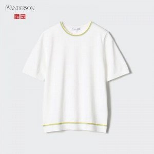 UNIQLO - свитер с круглым вырезом с коротким рукавом - 00 WHITE