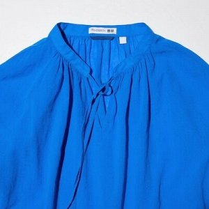 UNIQLO - хлопковая рубашка оверсайз с тесемками - 65 BLUE