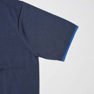 UNIQLO - трикотажная футболка-поло с коротким рукавом - 68 BLUE