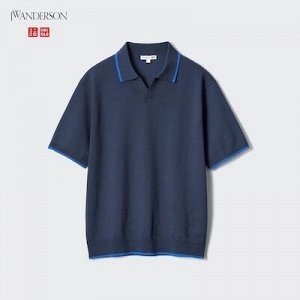 UNIQLO - трикотажная футболка-поло с коротким рукавом - 68 BLUE