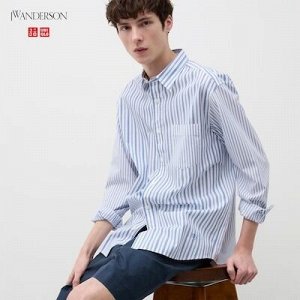 UNIQLO - рубашка оверсайз из тонкого хлопка - 64 BLUE