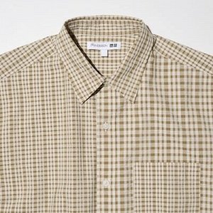 UNIQLO - рубашка из жатого хлопка с коротким рукавом - 32 BEIGE