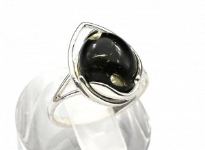 Кольцо с янтарем C925 капля 12*17мм зеленый размер 17, 2,53гр