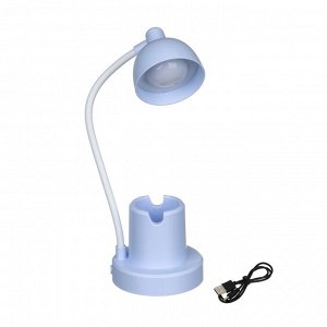 Светильник LED, USB, с подставкой для канц.принадлежностей, 10х10х33 см, АБС-пластик, 4 цвета