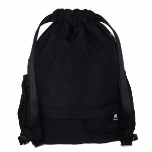 Рюкзак - мешок 41х31х14см, 1 отд.на завязке, 4 кармана, широкий ремень, нейлон, черный