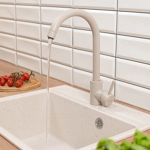 СоюзКран Смеситель для кухни, поворотный излив, керам. картридж 35мм, серый, нерж. сталь, SS01-R132