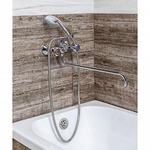 RAIN Смеситель для ванны Кварц, круглый излив 40см, керам. кран-буксы 1/2, душ. набор, латунь, хром