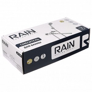 RAIN Смеситель для ванны Уран, прямой излив 30см, кран-буксы 1/2, душ. набор, овал, латунь, хром