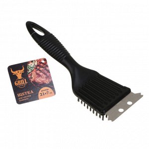 GRILLBOOM Щетка для чистки мангала с скребком, 21х7см