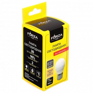 FORZA Лампа светодиодная G45 7W, E27, 560lm 3000К