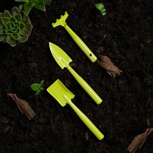 INBLOOM Набор садовых инструментов, 3шт (грабельки-1шт, лопатка-2шт), металл