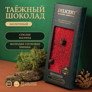 Таёжный шоколад Шишка сосновая и Малина. Молочный 44% DELICERT, 100 г