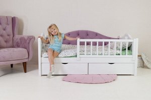 Детская кровать "Радость" с мягкой спинкой из массива сосны 160*80 см