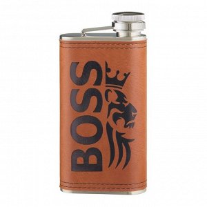 Фляжка для алкоголя "BOSS", нержавеющая сталь, подарочная, армейская, 270 мл, 9 oz