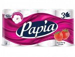 Туалетная бумага PAPIA Клубничная Мечта 3 слоя 8 рул
