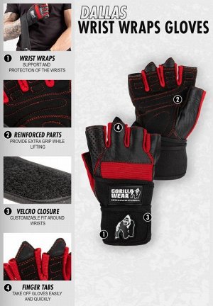 Мужские перчатки Gorilla Wear "Dallas" GW-99144 черный-красный