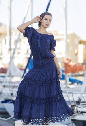 Блуза 301 F-2c  Блуза M,L,XL,2XL,3XL( 5), 61 см,
хлопок, т.синий