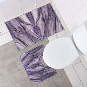Коврики для ванной и туалета Доляна «Отражение», 2 шт., 50x80 см, 50x40 см