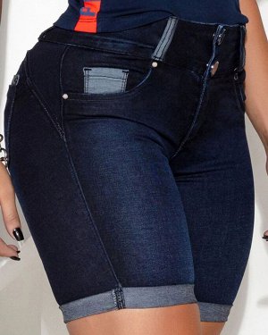 Женские джинсовые шорты с карманами, цвет тёмно-синий
