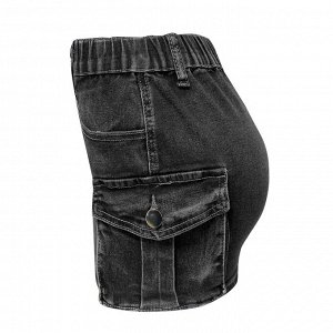 Женская джинсовая мини-юбка с карманами, цвет чёрный