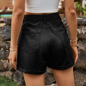 Женские джинсовые шорты с карманами, цвет чёрный