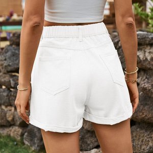 Женские джинсовые шорты с карманами, цвет белый