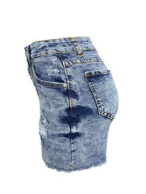 Женские джинсовые шорты с карманами и потёртостями, цвет синий