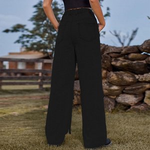 Женские джинсовые брюки карго с карманами, цвет чёрный