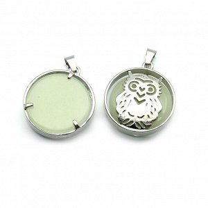 Подвеска Сова 27*27мм с кварцем цв.нежно-зеленый