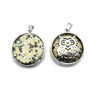 Подвеска Сова 27*27мм с яшмой перепелиной