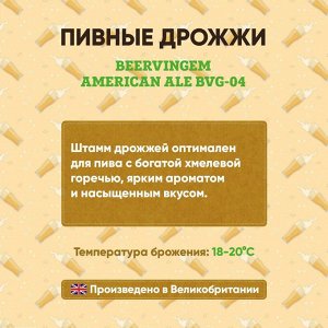 Пивные дрожжи Beervingem для охмеленного пива "American Ale BVG-04", 10 г