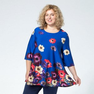 Комплект, трикотаж, блуза, брюки, васильковый, Васильковый