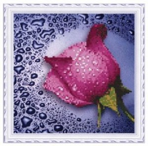 Алмазная живопись Розовая роза 25*25 см.