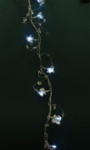 Ди939 NS97769--Гирлянда эл. "Цветы" 20LED, серебристого свечения, серебр. провод 1,9 м.