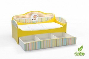 224512--Диван-кровать для девочек MIA , без бортика, цвет желтый ,размеры 183*93*91 см