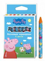 34021--Карандаши восковые 8 цв. Свинка Пеппа 9*6 см