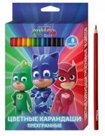 Карандаши утощ. трехгранный 8 цв. Герои в масках 8*18 см