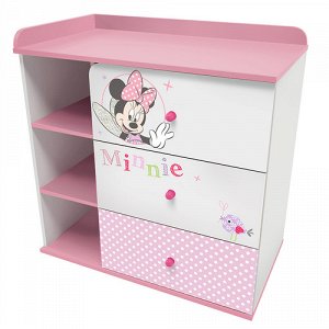 Комод Polini Kids Disney baby 5090 Минни Маус-Фея , 3 ящика , бело-розовый