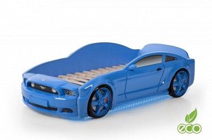 224508--Кровать-машина Мустанг 3D объемная , цвет синий