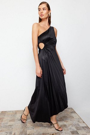 Trendyomilla Асимметричное  атласное элегантное вечернее платье со складками