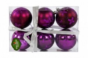 Набор шаров 7 см. 6 шт. фиолетовый ,пласт.кор