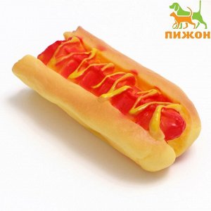 Игрушка пищащая "Недоеденный хот-дог" для собак, 12 см 3557397