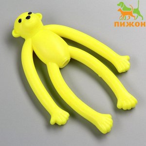 Игрушка для собак "Обезьяна" с пищалкой, 19,5 см, силикон, жёлтая   7793277