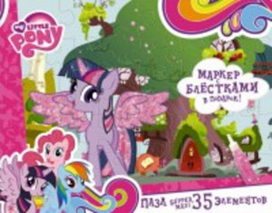 Ас728 2108--Пазлы 35 гиг. + маркер с блестками My Little Pony