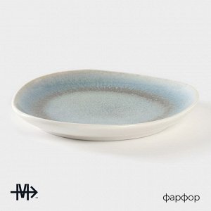 Тарелка фарфоровая десертная Magistro Ocean, d=17 см, цвет голубой