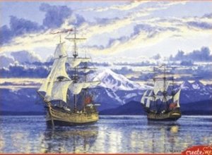 Пазлы 1500 Рэнди Ван Бик. Корабли Капитана Ванкувера