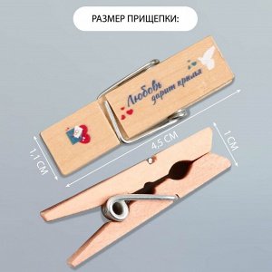 Декоративные элементы для творчества «Арт Узор. Маленькая прищепка - Любовь дарит крылья», набор 10 шт., дерево