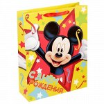 Пакет ламинат вертикальный &quot;С Днем Рождения!&quot; Микки Маус ,31*40*11 см