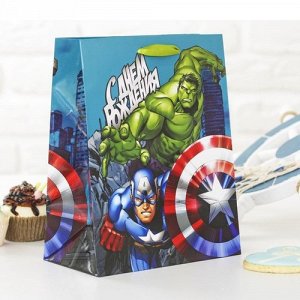 Пакет ламинированный вертикальный "С Днем рождения,супергерой!" Мстители , 31*40*11 см.